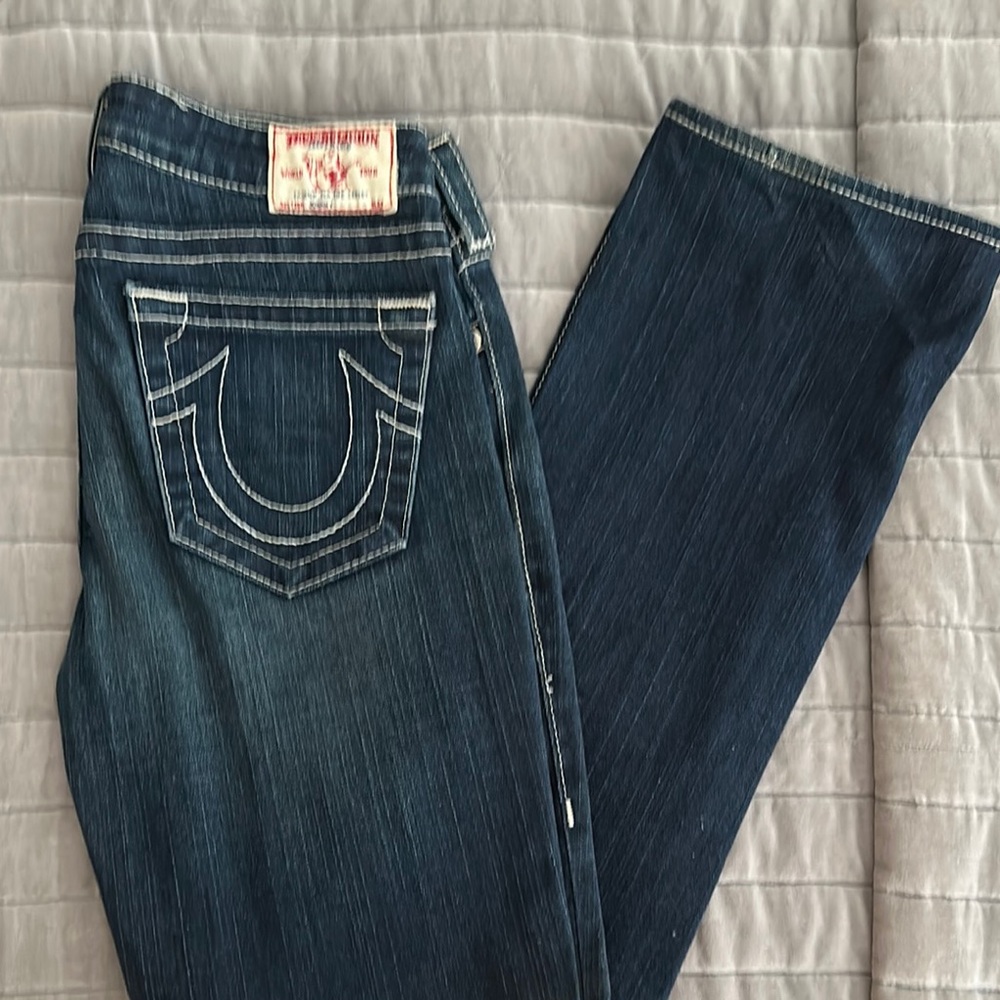 True Religion Blue Boot Cut Jeans Signature Style